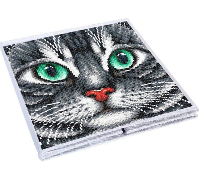 Crystal Art Folding Storage Box Silver Kitten Toys n Tuck