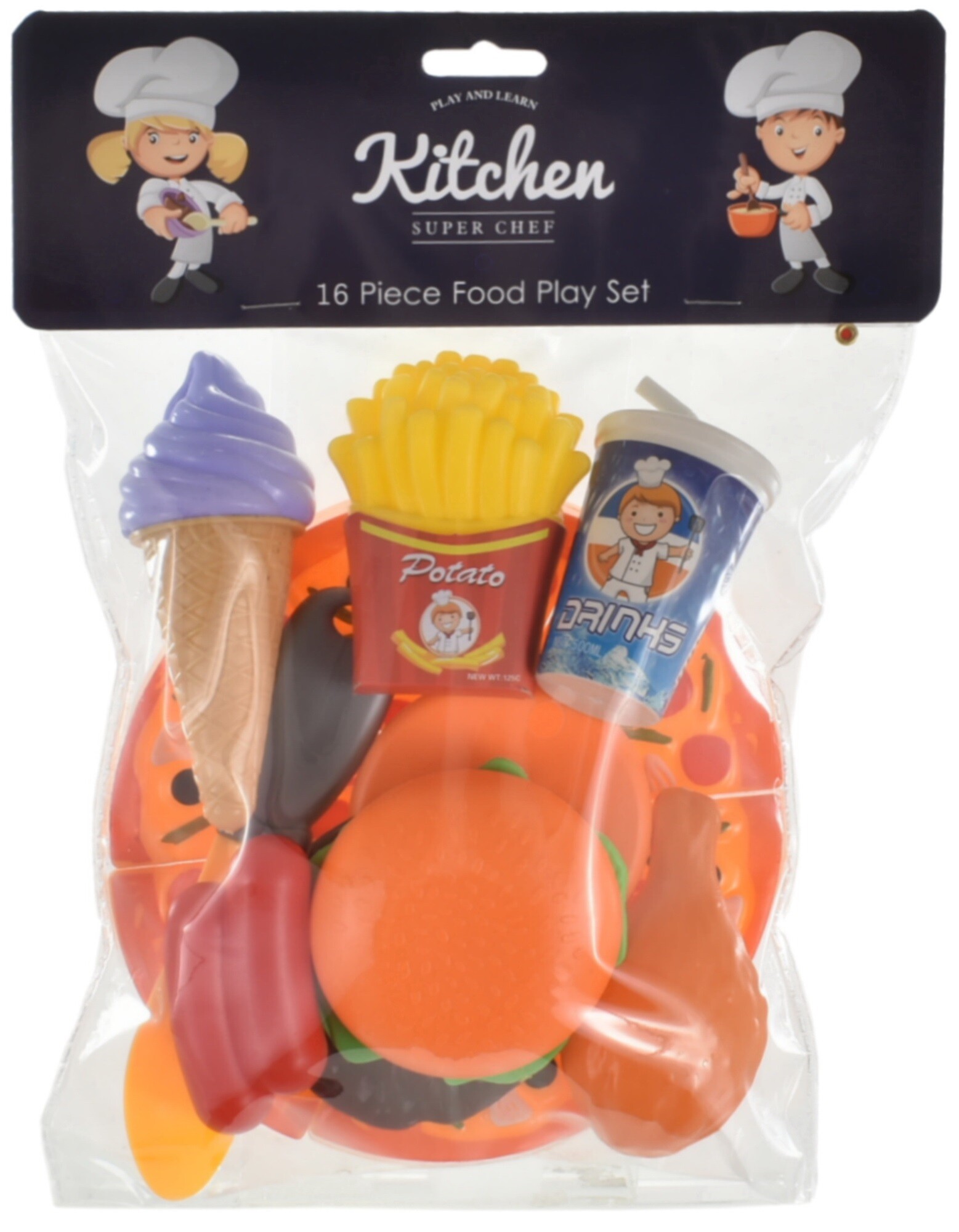 Kitchen Super Chef 16 Piece Food Play Set Toys n Tuck