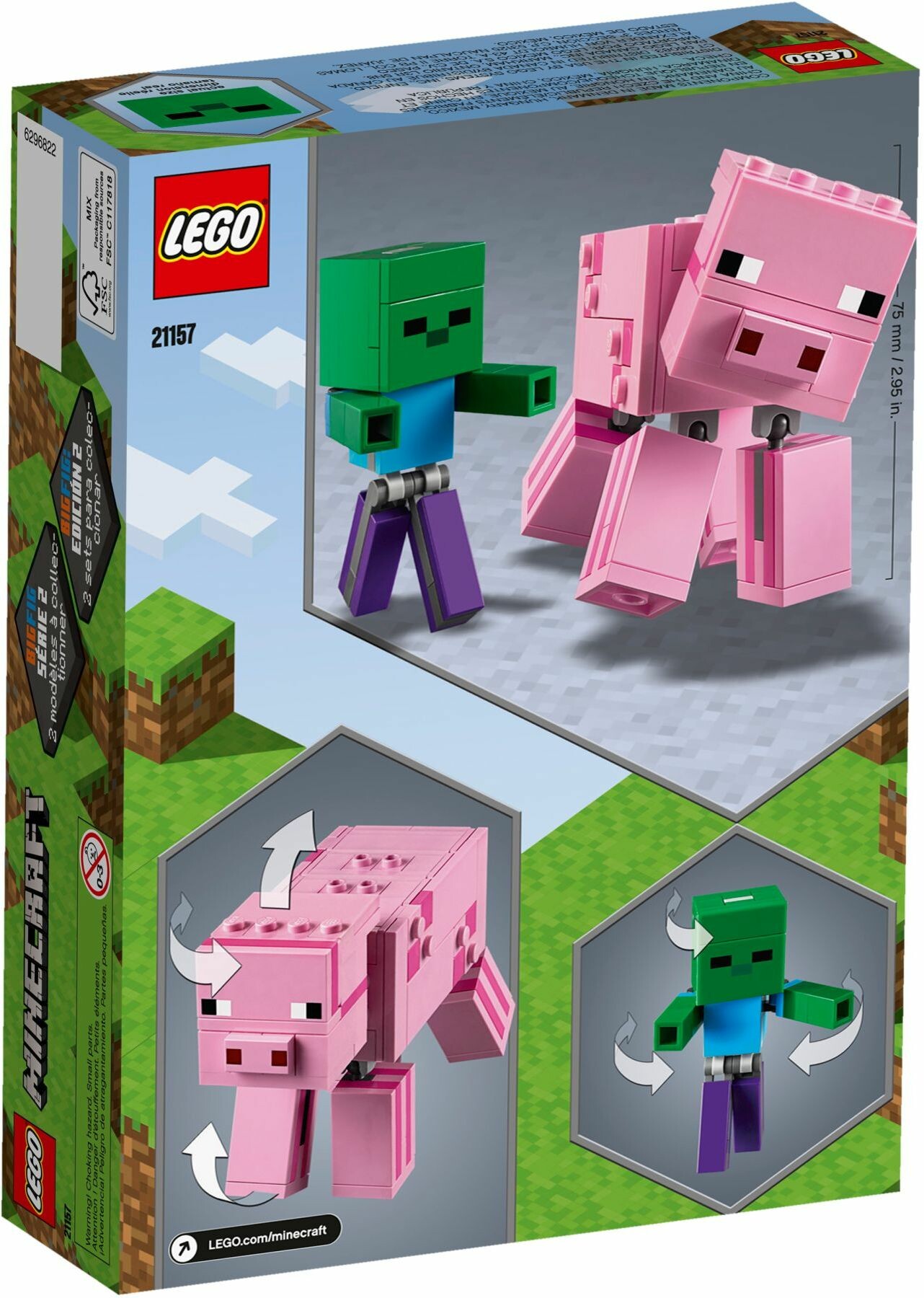 Lego 21157 Minecraft Bigfig Pig With Baby Zombie Toys N Tuck